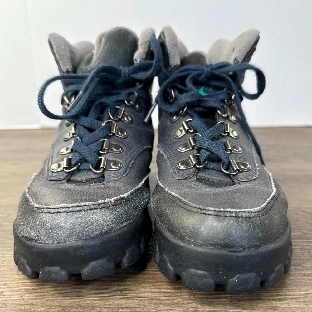 Vintage 1990’s Nike Women’s ACG Hiking Navy Blue 
Leather Boots, Size 7 - Picture 7 of 8